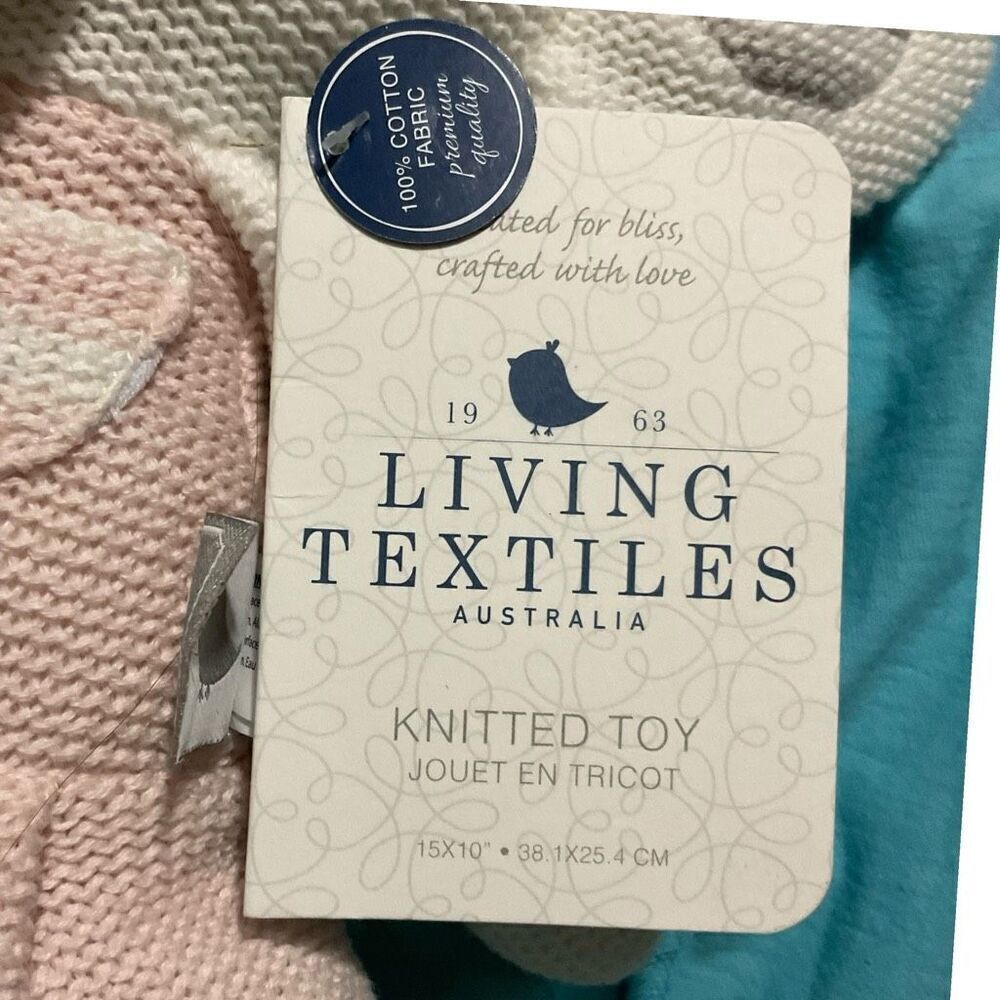 Living Textiles Baby Amelia Elephant PinkWhite Rattle Washable Crochet Knit Toy‎ - Picture 6 of 13